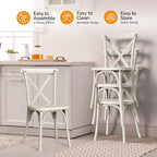 VINGLI Plastic Outdoor Dining Chairs Set of 4, Stackable Patio Cream White Dining Chairs with X Back, Waterproof Kitchen & Dining Room Chairs for Indoor-Outdoor, Capacity 400 lbs