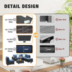 7 Pieces Patio Furniture Set All-Weather Outdoor Wicker Sectional Conversation Sofa Rattan Patio Seating Sofa with Cushion and Glass Table and Ottoman for Porch Poolside,Navy