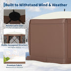 13x13FT 6-Sided Pop Up Gazebo Tent，One-Push Setup Canopy Tent with Removable Canopy Top & Wind Cloths, Outdoor shelter for Camping, Backyard Parties, Outdoor Events - Beige & Khaki