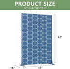 Casaphoria Metal Privacy Screen Outdoor, 72" H x 47" W Freestanding Decorative Privacy Screen for Patio Deck Balcony Garden with Stable Base, Blue-Square