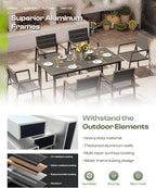 Outdoor Dining Set for 4, Aluminum Patio Table and Chairs Set with Umbrella Hole, 5 Piece HDPS Outdoor Furniture Set for Patio, Garden (Charcoal)