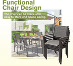 Homall Patio Dining Set 7 Pieces Outdoor Furniture with Large Table and 6 Textilene Chairs for Porch, Poolside, Yard and Garden, Light Grey