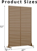 Casaphoria Metal Privacy Screen Outdoor, 72" H x 47" W Freestanding Decorative Privacy Screen for Patio Deck Balcony Garden with Stable Base, Brown-Louvered
