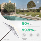 JEAREY 7.5FT Patio Umbrella Outdoor Market Umbrella with 6 Sturdy Ribs, Push Button Tilt/Crank Table Umbrella for Garden, Deck, Backyard and Pool, Black & White Stripe
