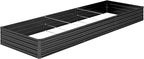 12x4x1FT Galvanized Raised Garden Bed Kit,Vegetable Boxes-Rectangle Metal Flower Box,Large Planter Raised Beds Outdoor Garden for Planting,Fruit,Herb-Black