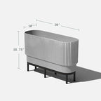 Veradek Demi Series Raised Long Planter for Indoor/Outdoor Use | Made from Plastic & Stone w/Wooden Stand | Modern Patio Décor for Flowers/Shrubs
