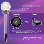 GIGALUMI Solar Outdoor, Cracked Glass Ball Solar Garden Lights, Color Changing Lights Outdoor,Garden LED for Path, Patio, Yard, 6 Pack Pathway
