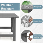 Outdoor Side Table, HDPS Single Adirondack Side Table Weather Resistant, Table for Adirondack Chair, Outside End Table for Patio, Pool, Deck, Porch, Outdoor or Indoor Use, Grey