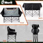 EMERIT Oversized Fully Padded Camping Chair, Heavy Duty 650LB Folding Camping Loveseat, Quad Fold Double Camping Couch with Cup Holders & Carry Bag for Outdoor, Lawn, Sports Events | HIgh Back, Rip resistance, Extra Wide Design, Cross-bracing Hubs, Eas...