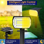 LOTMOS Solar Spot Lights Outdoor Waterproof IP67, 10 Pack Landscape Spotlights with 72 LEDs，3 Modes/ 2-in-1/Auto On/Off Solar Powered Flood Lights for Outside Garden Lawn Patio Driveway (Warm White)
