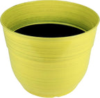 Garden Elements Indoor/Outdoor Glazed Brushed Happy Plastic Planter, Large, Bright Yellow, 15"