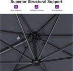 PURPLE LEAF 9 Feet Patio Umbrella Outdoor Cantilever Square Umbrella Aluminum Offset Umbrella with 360-degree Rotation for Garden Deck Pool Patio, Grey