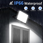 200W LED Flood Light Outdoor with Plug+10ft Wire, 24000Lm Super Brighter Security Light, IP66 Waterproof LED Worklight, 5000K Daylight White Exterior Floodlight for Yard Garden Garage Stadium(2 Pack)