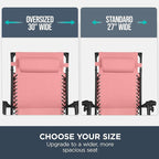 Best Choice Products 30” Wide Folding Zero Gravity Outdoor Recliner Patio Lounge Chair w/Adjustable Canopy Shade, Headrest, Side Accessory Tray - Pink
