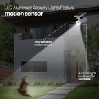 Solar Motion Lights Waterproof Metal Body, 1400-Lumen 9-Watt(130W Equiv.), Solar Powered Flood Security Spotlights for Outside Porch Post Yard Path Deck Fence Wall, 100-Week 100% Free Replacement