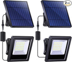 Solar Lights Outdoor, Solar Powered Flood Lights Weatherproof, Dusk to Dawn Led Solar Security Wall Lights with 16.4Ft Cable for Outside Garden, Garage, Landscape 2 Pack