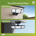 Philips 72W 7400LM LED Flood Lights Outdoor, Switch Controlled Aluminum Security Lights, 3 Adjustable Heads, Wall Mount, 5000K Daylight, Waterproof for Yard, Garage (2 Packs)