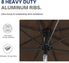 ABCCANOPY 10FT Durable Solar Led Patio Umbrellas with 32LED Lights (Brown)