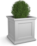 Mayne Fairfield 28-Inch Square Planter – Weather-Resistant Planter for Flowers – Durable Indoor/Outdoor Design for Commerical, Patio, Porch, or Entryway, White