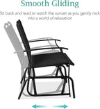 Best Choice Products 2-Person Outdoor Patio Swing Glider Steel Bench Loveseat Rocker for Deck, Porch w/Textilene Fabric, Steel Frame - Black