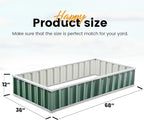 KING BIRD Raised Garden Bed 68" x 36" x 12" (2 Packs) Galvanized Steel Metal Outdoor Planter Kit Box for Vegetables, Flowers, Fruits, and Herbs Green