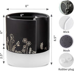 Nihow Self Watering Plant Pot: 8 Inch Ceramic Planter with Drainage Hole & Water Storage Plus for Indoor & Outdoor Plants - Cylinder Round Flower Pot for Succulent/Herbs/Violets - Black
