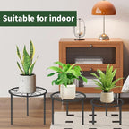 5-piece set of metal plant potted flower racks, heavy-duty flower pot plant racks of different sizes, iron flower racks, suitable for indoor and outdoor home decoration (Black) (5, Black)