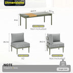 Sundale Outdoor 2 Pieces Patio Sofa Set, Metal Outdoor Sectional Loveseat with 6 Inch Olefin Cushion, All-Weather Modern Patio Chair Sets for Porch, Balcony