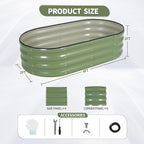 Galvanized Raised Garden Bed Outdoor- 2 Pcs Raised Beds for Gardening| Metal Planter Box, Steel Raised Garden Bed Kit with Gloves for Vegetables, Flower, Herbs (4x2x1FT, Green)