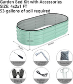 Galvanized Metal Planter Raised Garden Bed Kit for Gardening Outdoor，4x2x1ft 2 Planter Grow Garden Box Raised Flower Bed，Long Vegetable Clearance Herb Raised Garden Beds for Container Gardening