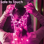 Upgraded Connectable 200 LED String Lights Indoor Outdoor, 66FT Pink Christmas Lights Waterproof, 13 Modes Twinkle Fairy Lights Plug in Clear Wire for Valentine's Day, Bedroom, Classroom Decor