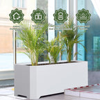 Steel Planter Box-36"x15"x15"-Large Rectangular Planters for Outdoor Plants, White Matel Planter Box Raised Support Feet for Patio, Deck, Garden, Yard, Drain Holes, Easy Assembly