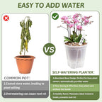 Clear Self Watering Pots for Indoor Plants with 9 Plant Labels, Deep Reservoir, High Drainage Holes, Bare Root Planter for Indoor/Outdoor Plants (5PCS)