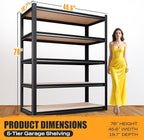 AOARGG 78" H Garage Shelving Heavy Duty Storage Shelves, Metal Adjustable Shelving Unit, Utility Garage Organizer Shelf for Basement, Pantry, Kitchen, Warehouse, 45.6" W x 19.7" D x 78" H, Black