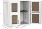 Deck Box Wall Cabinet, 2-Door White Resin with Adjustable Shelf