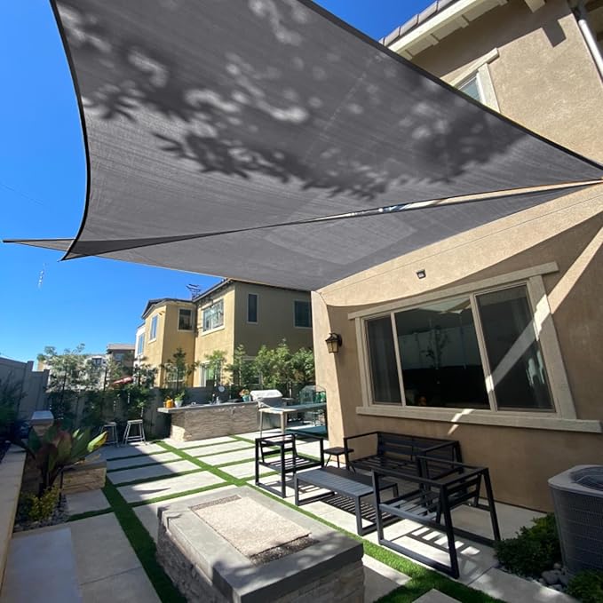 SUNLAX Sun Shade Sail SS-136 20' x 20' x 28.3' Dark Grey Right Triangle Canopy Sail Shade Cover UV Block Permeable Sunshade Outdoor for Patio Backyard Deck Pergola (We Make Custom Size)