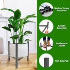 Airpark Plant Stand Indoor, Adjustable Metal Modern Plant Stands, Heavy Duty Stable Plant Pot Flower Holder Indoor Outdoor Corner, Fit 7 8 9 10 11 12 inch Pots, Black (Pot & Plant Not Included)