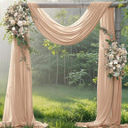 Outdoor Curtains: Nude Chiffon Wedding Arch Drapes, 29 Inch Wide