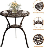 Patio Bistro Set of 2, Cast Aluminum, Outdoor Set w/Umbrella Hole, 3 Piece - Image 4