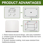 Planter Box Rectangular Block - 16×12×12IN Galvanized Steel Metal Long Box Planter Easy Installation Modern Outdoor Tall Planters All-Weather Use with Drainage Holes for Patio/Porch(White)