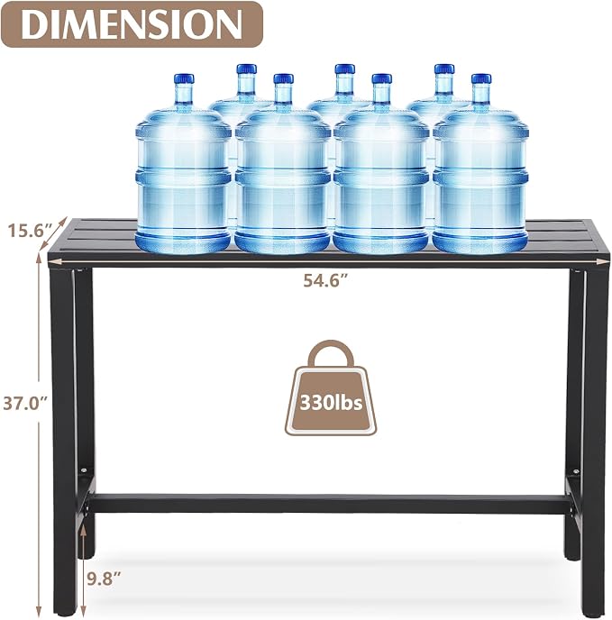 Black Outdoor Bar Table, 55-Inch Rectangle Patio Counter Height