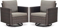 Belord Wicker Chairs Outdoor Bistro Set Oversize Patio Swivel Rocker, Rattan Outdoor Seating Set of 2 Swivel Glider Chairs Wicker Furniture for Porch Deck Backyard