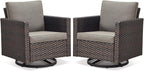 Belord Wicker Chairs Outdoor Bistro Set Oversize Patio Swivel Rocker, Rattan Outdoor Seating Set of 2 Swivel Glider Chairs Wicker Furniture for Porch Deck Backyard
