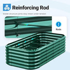 Quictent Galvanized Raised Garden Bed Kit, 6x3x1.5 ft Oval Metal Planter Box Tall for Vegetables Outdoor Backyard, Strengthened by Crossbar, Dark Green