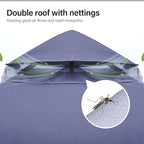 LAUSAINT HOME Semi-Permanent Outdoor Patio Gazebo 8'x8', Heavy Duty Party Tent Shelter with Double Roofs, Mosquito Nettings and Privacy Screens for Backyard, Garden, Lawn, Classic Blue