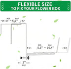 Window Box Brackets, Adjustable Planter Box Brackets, Heavy Duty Iron Flower Box Brackets for Railings, with Enhanced Bottom Support - Perfect for Balconies, Fences, and Gardens (White, 2 Pack)