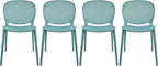 2xhome Set of 4 Patio Dining Chairs | Modern Stackable Outdoor Pool Side Chair | Weather Resistant Plastic for Yard, Porch, Balcony, Kitchen, Teal
