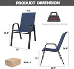 Patio Chairs Set of 8, Stackable Outdoor Dining Chairs for All Weather Textilene Fabric & Metal Frame, Outdoor Chairs Set for Backyard Deck Garden