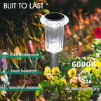 Solar Outdoor Lights, 10 Pack Waterproof Stainless Steel Solar Stake Lights for Pathway Garden Yard Path Walkway Driveway Lawn Patio Outside Decor, Cool White