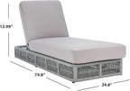 SAFAVIEH Outdoor Collection Gillian Grey Rope/Grey Cushion Chaise Lounge Chair (PAT7527C)